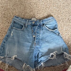 Abercrombie & Fitch Blue Frayed Jean Shorts